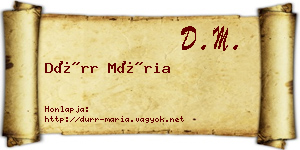 Dürr Mária névjegykártya